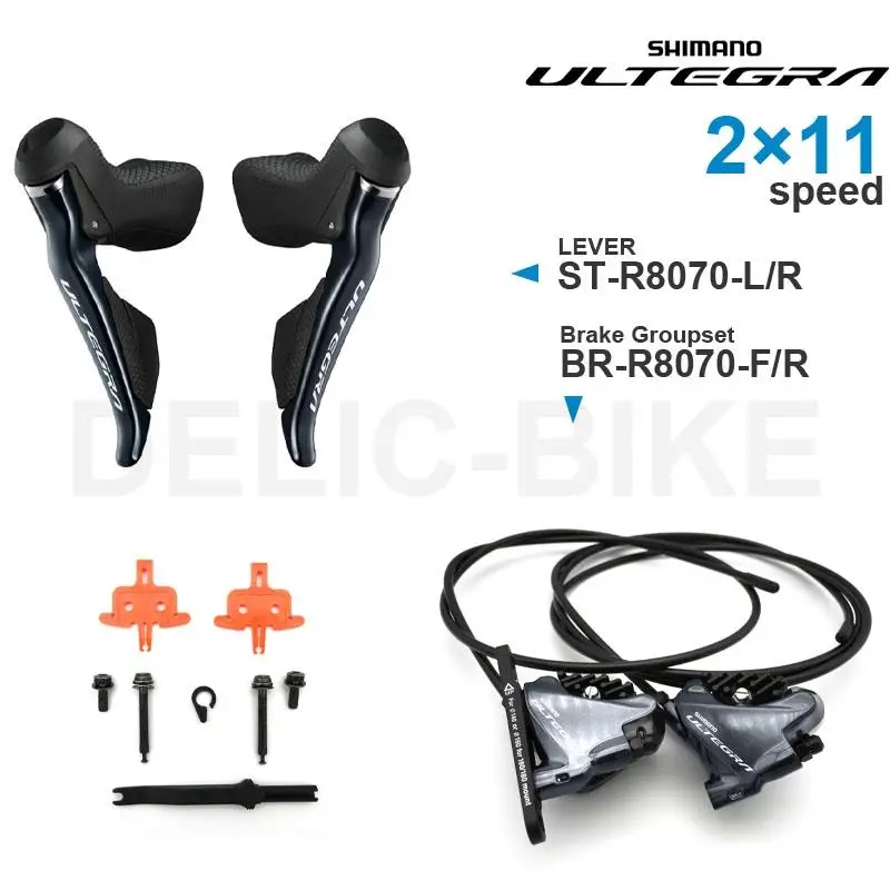 Gruppo Freno Idraulico Shimano Ultegra R8070 Con Freno A Disco Idraulico Del Cambio-Leva Di Comando Doppia Pinza Freno A 2 Pistoni