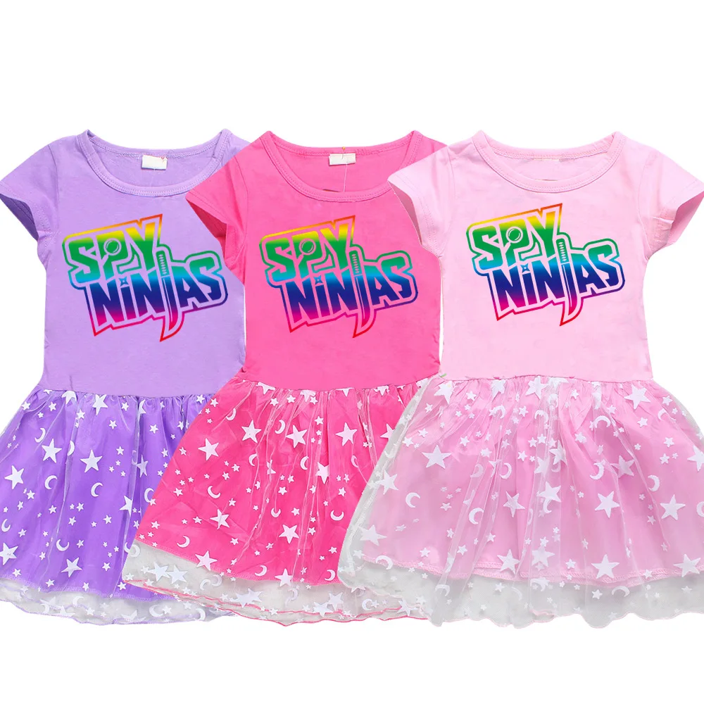 Ragazze Summer Spy Ninja Casual Dress Cartoon Animal Print Fashion Neonate Vestiti Al Ginocchio Princess Dress For Kid
