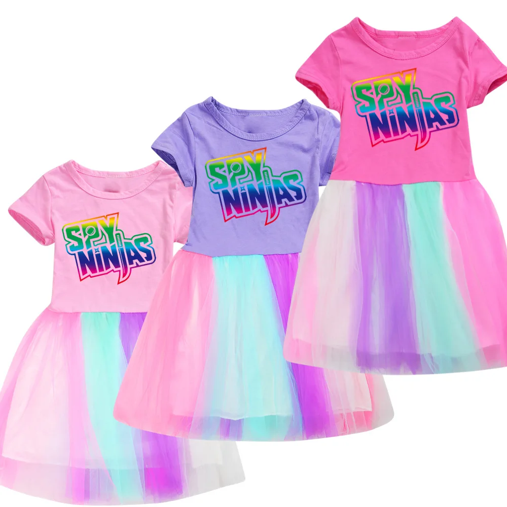 New Spy Ninja Print Kids Dresses For Girls Fashion Pageant Dress Clothes Girl Princess Dress Toddler Dress Tutu Flower Dresses
