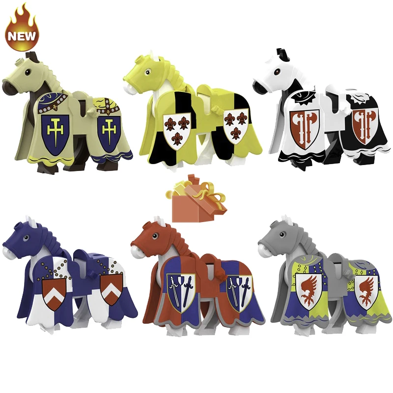 Medievale Inglese Civil War Roses Horse Robe Moc Models Blocks Toys Gift For Boys Girls New Mini Figure Building Bricks Juguetes