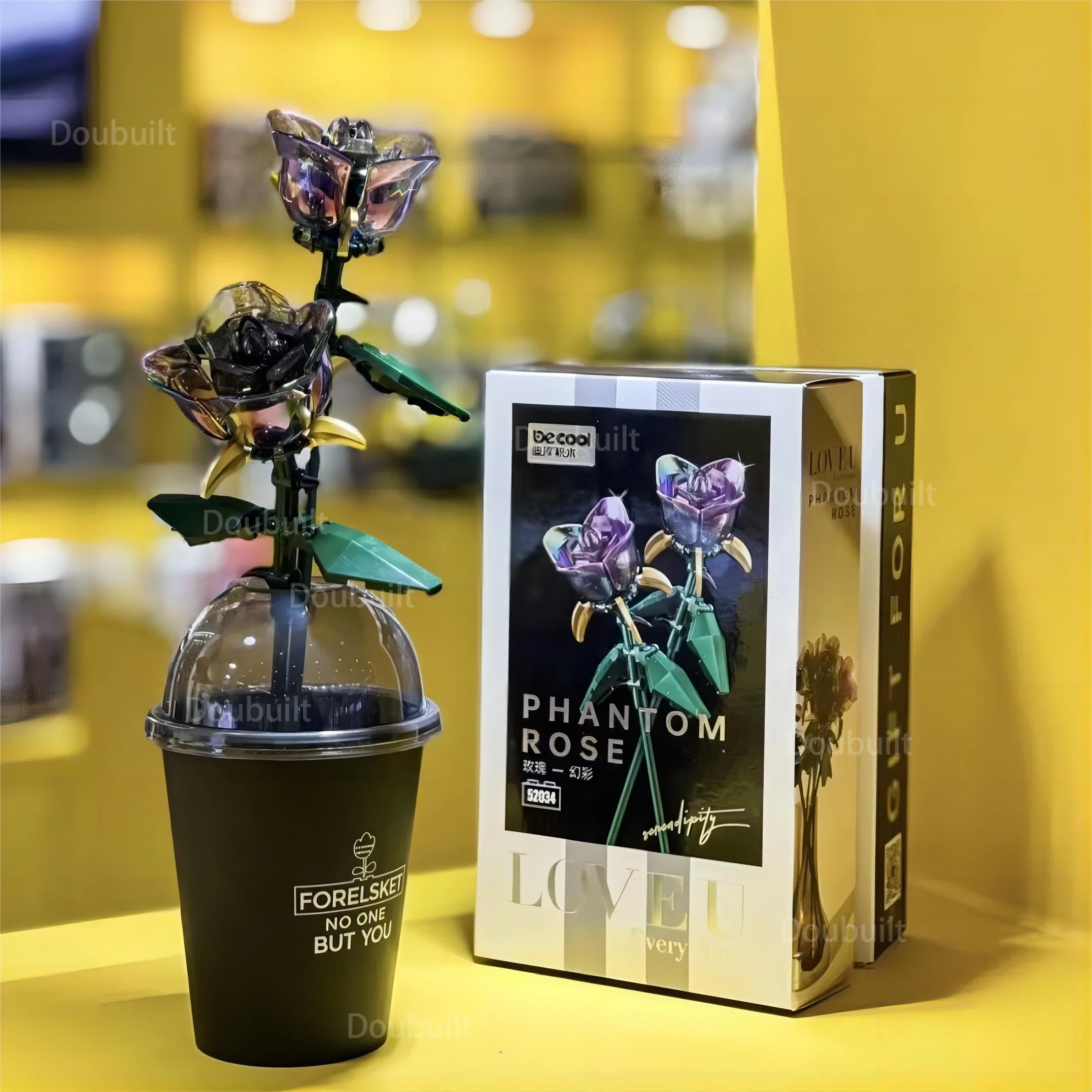 Building Block Flower Black Rose Bouquet Brick Trasparente 3D Model Girls Gift Home Flower Decoration Giocattolo Per Bambini Con Scatola