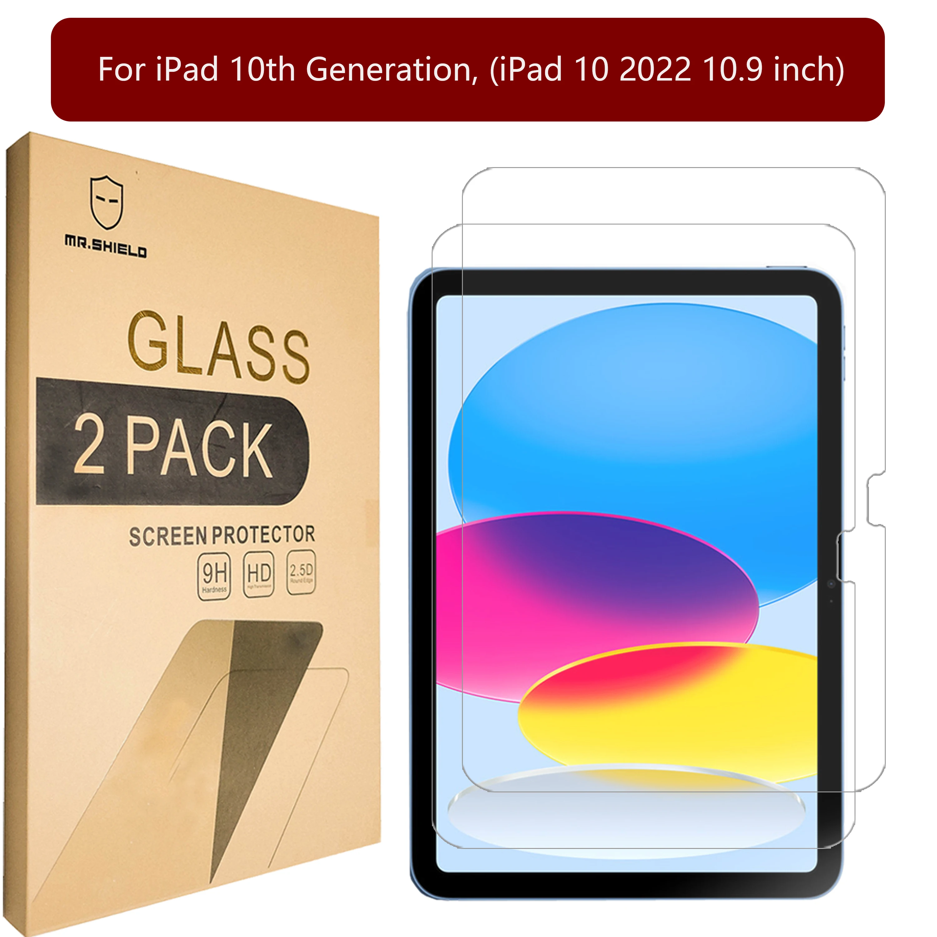 Mr.Shield Screen Protector Per Ipad 10Th Generation, (Ipad 10 2022 10.9 Inch) [Vetro Temperato] [Confezione Da 2] Protezione Dello Schermo