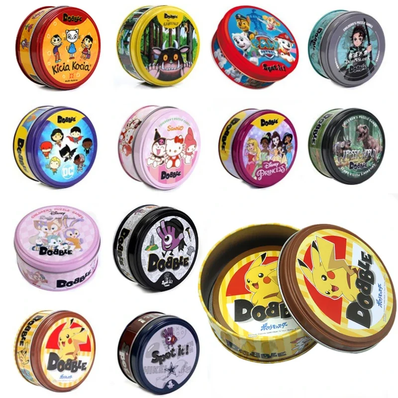 Spot It Pokemon Dobble Board Game Card Disney 100Th Anniversary Paw Patrol Harry Potter Friends Metal Box Giocattolo Da Campeggio Impermeabile