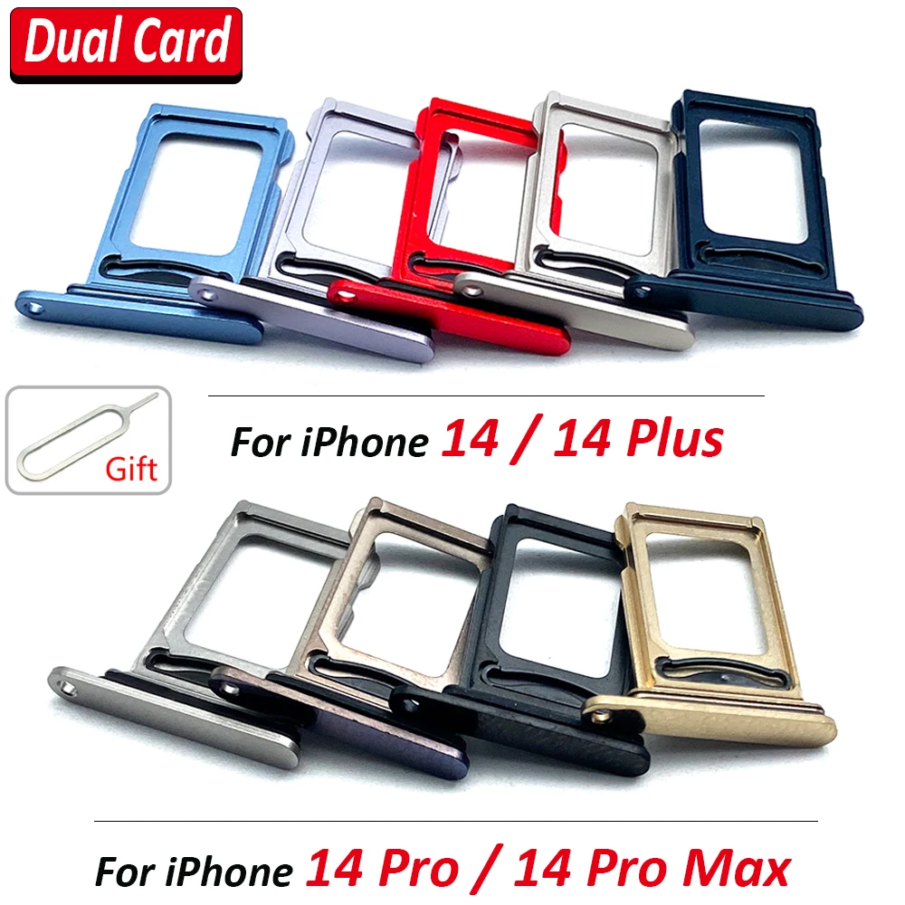 N Ew Dual Card Per Iphone 14 Plus / 14 Pro Max Sim Card Chip Slot Cassetto Sd Card Vassoio Supporto Adattatore Parte Di Ricambio + Pin
