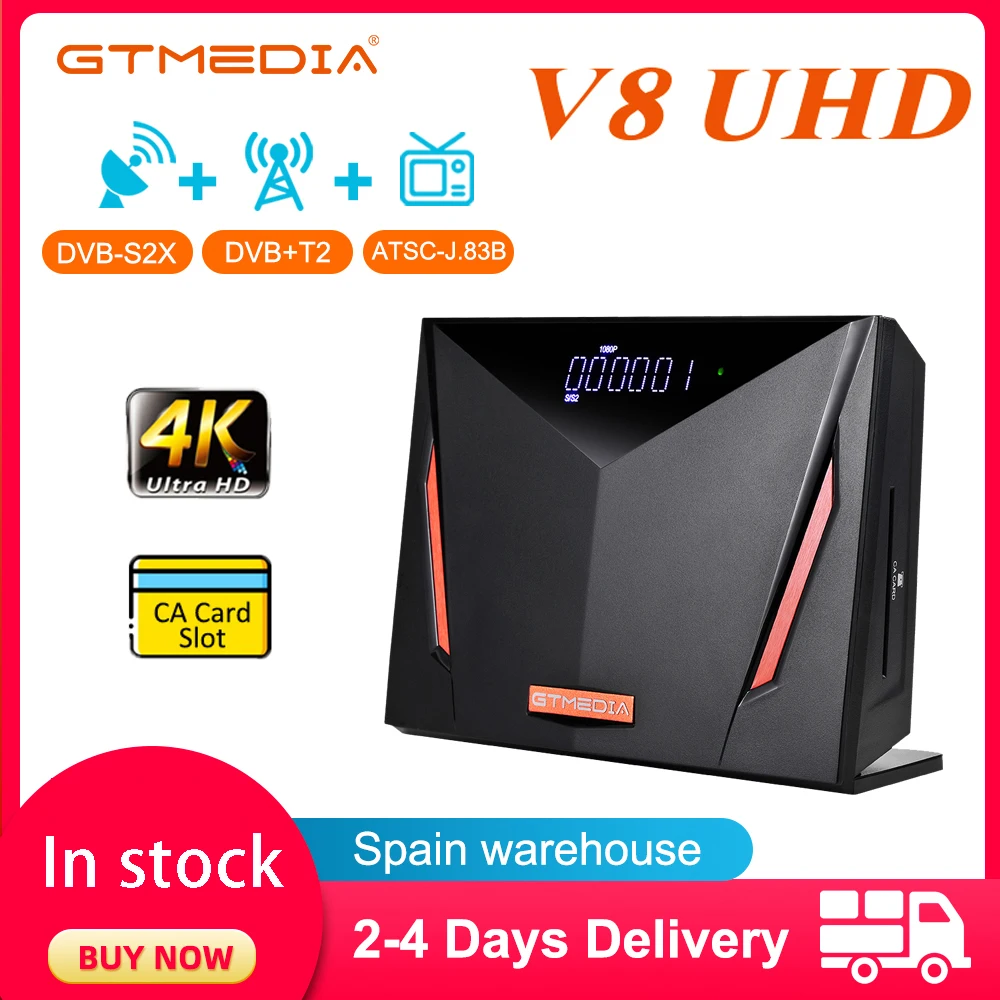Gtmedia V8 Uhd 4K Hd Dvb-S/S2/S2X + T/T2 Ricevitore Satellitare Ricevitore Tv Ultra H.265 Integrato Wifi Ca Card Tv Box