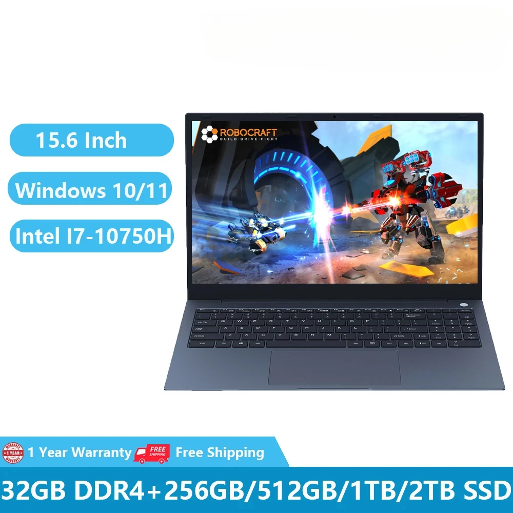 Computer Portatili Da Gioco Economici I7 Win11 Computer Pc Taccuino 10Th Gen 15.6 Pollici Intel Core I7-10750H 32Gb Ram 2Tb Nvme Fotocamera Impronta D