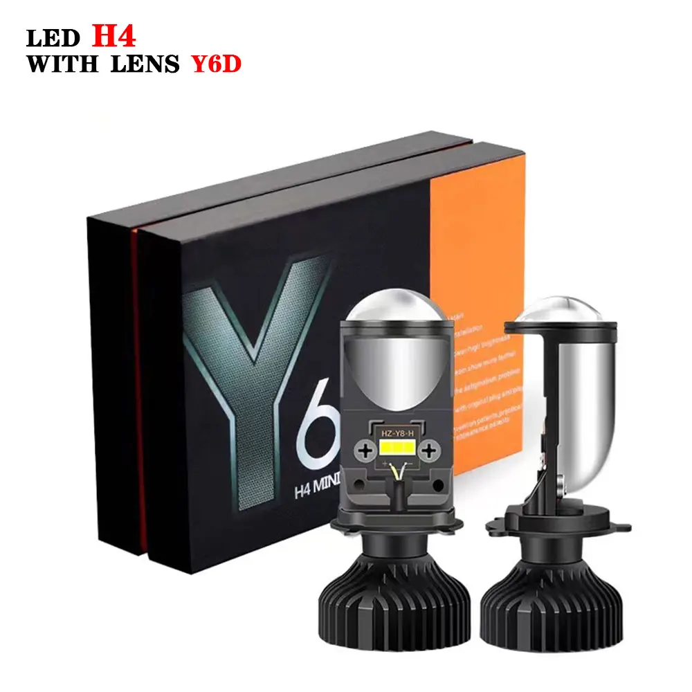 Car Super Bright Mini Canbus Y6 Led 120W Headlight 6500K Lens Auto Lamp H4 12000Lm Fog Lights Bulb Bi-Led Projector Lens