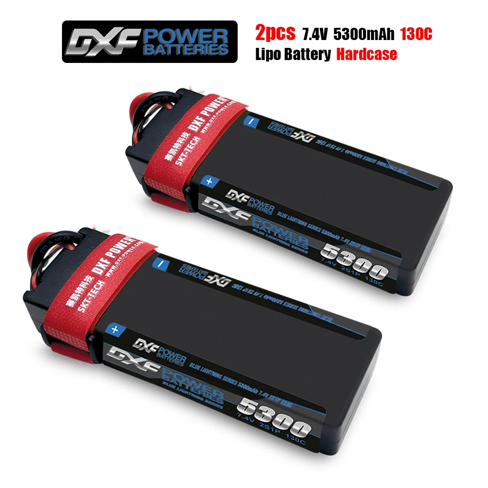 Batteria Dxf Hardcase Lipo 2S 5300Mah 7.4V 130C-260C Deans Xt60 Ec5 Xt90 Xt150 Trx Per 1/8 Rc Evader Bx Car Truck Truggy Buggy
