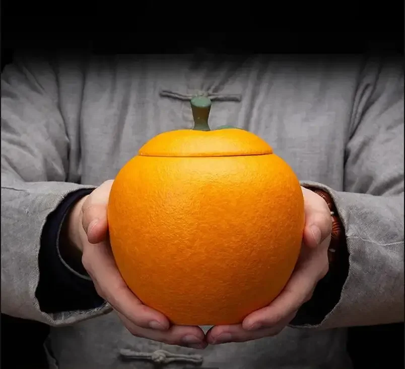 Creativo Kumquat Ceramica Grande Tè Caddy Chicco Di Caffè Dado Sigillato Barattolo Di Stoccaggio Artigianato Squisito Moderno Decorazioni Per La Casa 