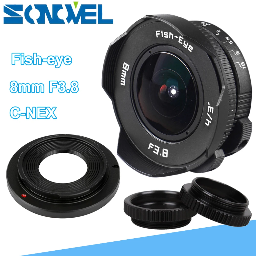 8 Millimetri F3.8 Fish-Eye Cctv Lens Manuale Wide Angle Fisheye Lente Lunghezza Focale Obiettivo Di Occhio Dei Pesci Vestito Per Sony E Mount A7R A7S 