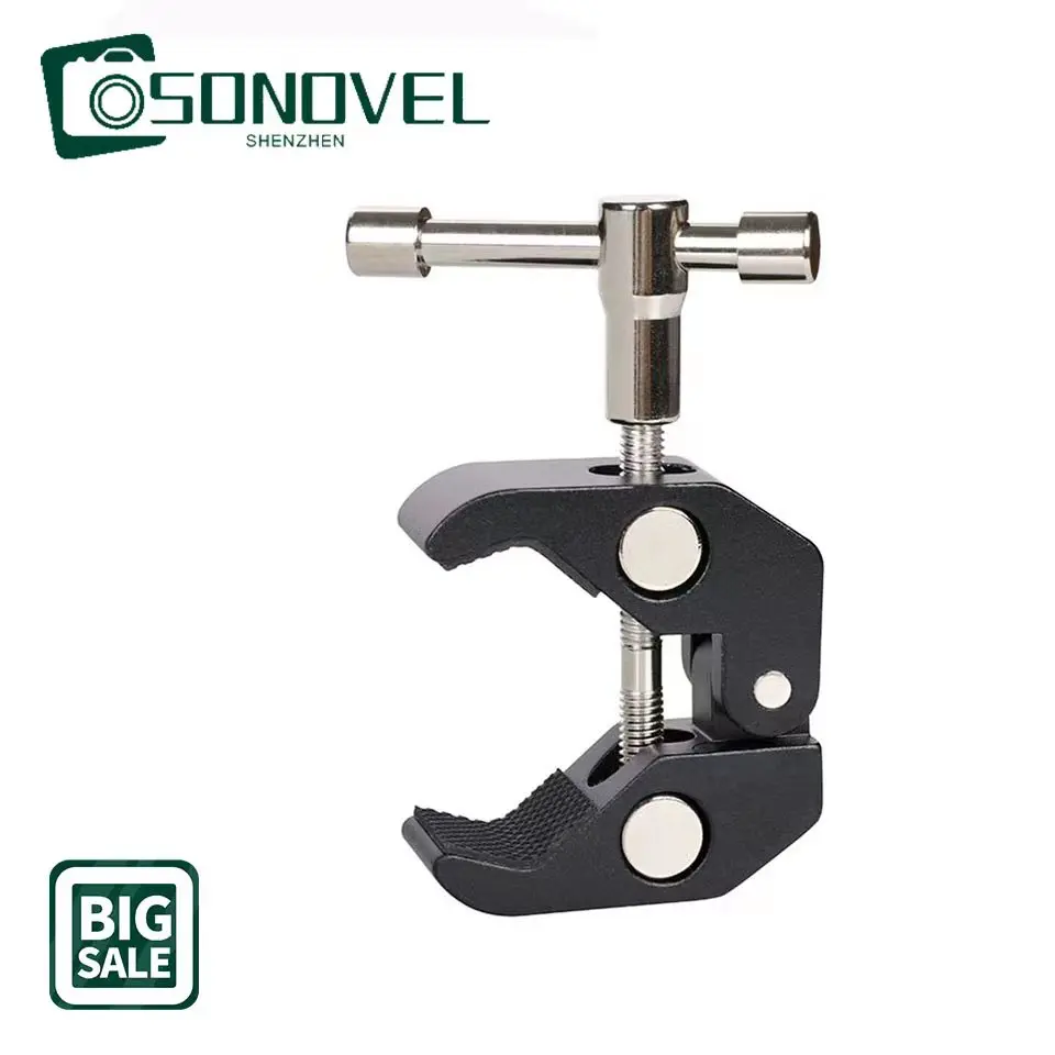Magic Arm Crab Claw Clamp Lcd Screen Clamp Pinze Pinze Clip Flash Bracket Strong Chuck Metal Black Installing Camera