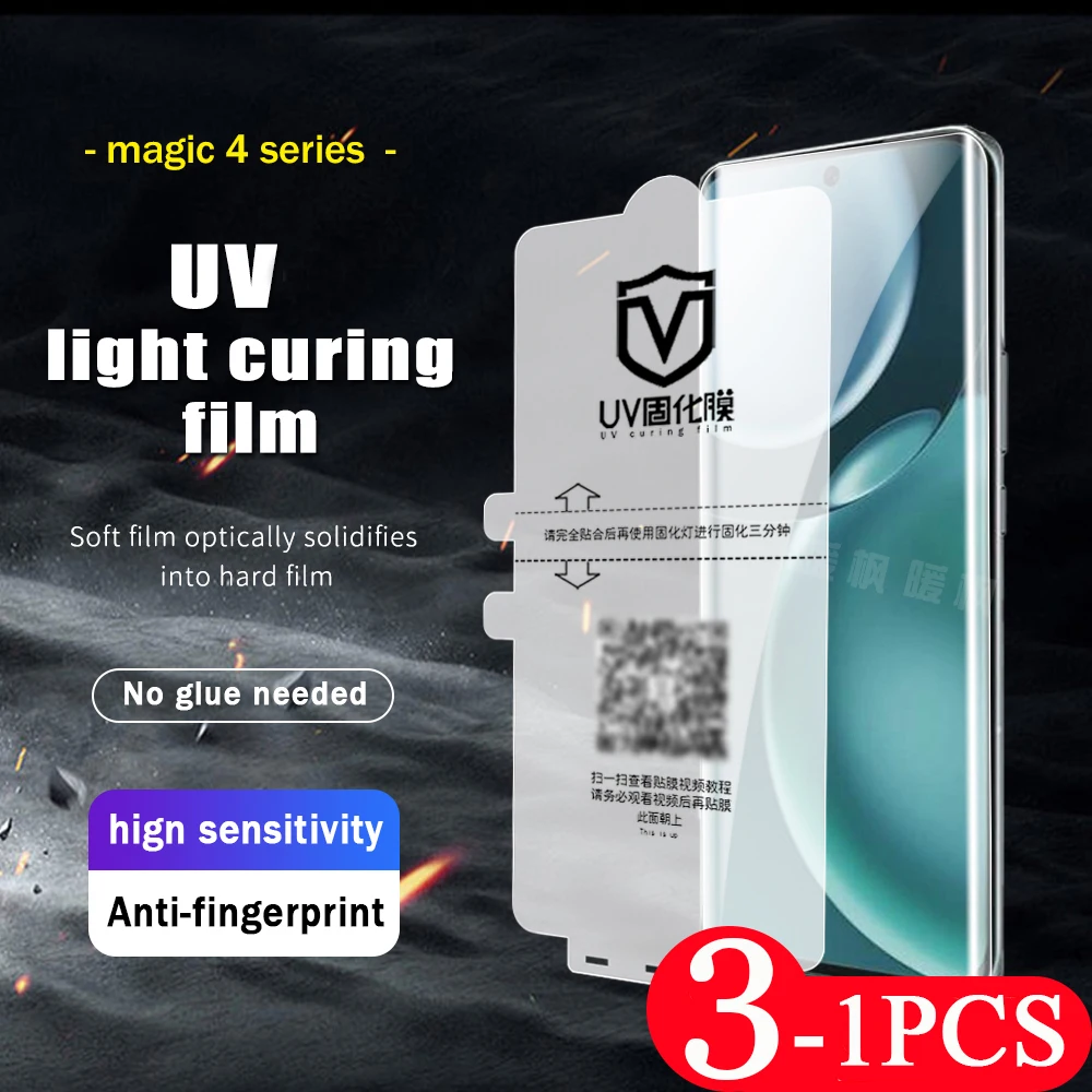 3/2/1 Pz 9D Cover Per Honor Magic 5 Pro Ultimate Uv Light Curing Film X40 Magic 4 3 Pro Plus V40 Lite Screen Protector Non Glass