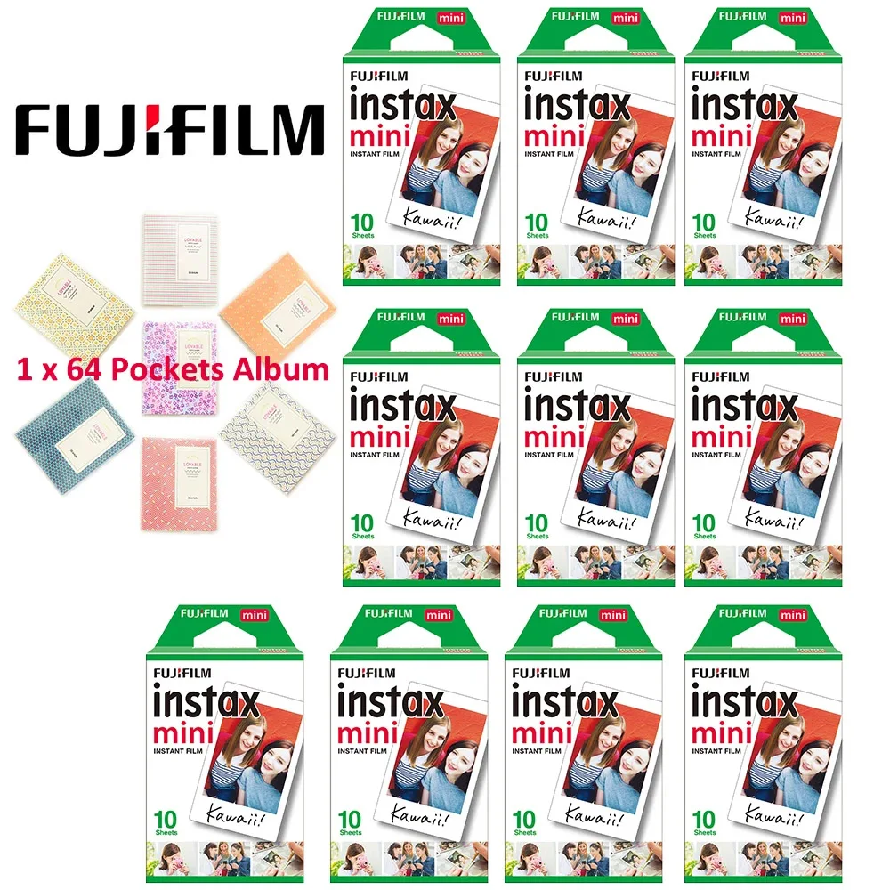 10-100 Foglio Fujifilm Fuji Instax Mini White Film Carta Fotografica Istantanea Per Instax Mini 8 70 25 90 Fotocamera Sp-1 Sp-2 + Album Gratuito