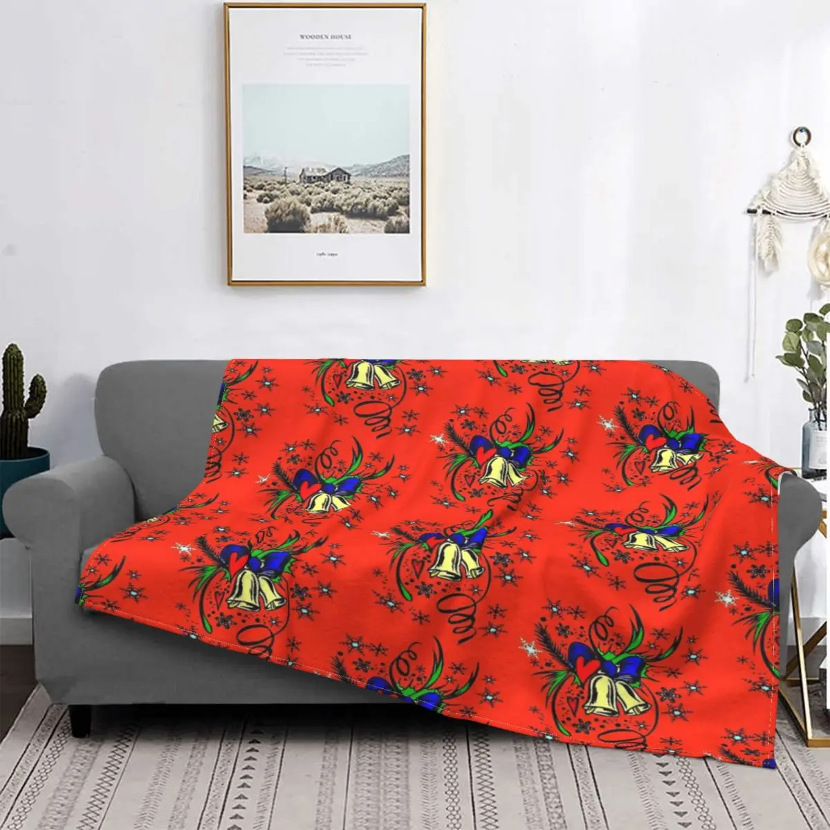 Manta De Campanas De Navidad, Para Cama Colcha, Manta A Cuadros, Manta Con Capucha, Pickick