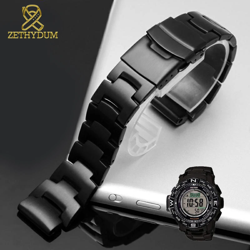 Cinturino Solido In Acciaio Inossidabile Per Cinturino Per Cinturino Casio Protrek Prg-260 Prg-270 Prg-550 Prw-3500/2500/5100 Series