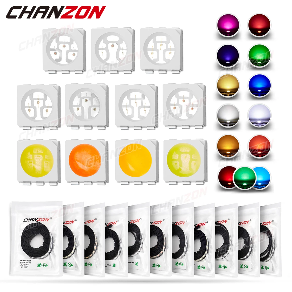 100Pcs Smd 5050 (2020) Led Emitting Diode Circuito Integrato Della Lampada Caldo Bianco Freddo Rosso Verde Blu Giallo Arancione Rosa Uv Rgb 3V Smt Luc