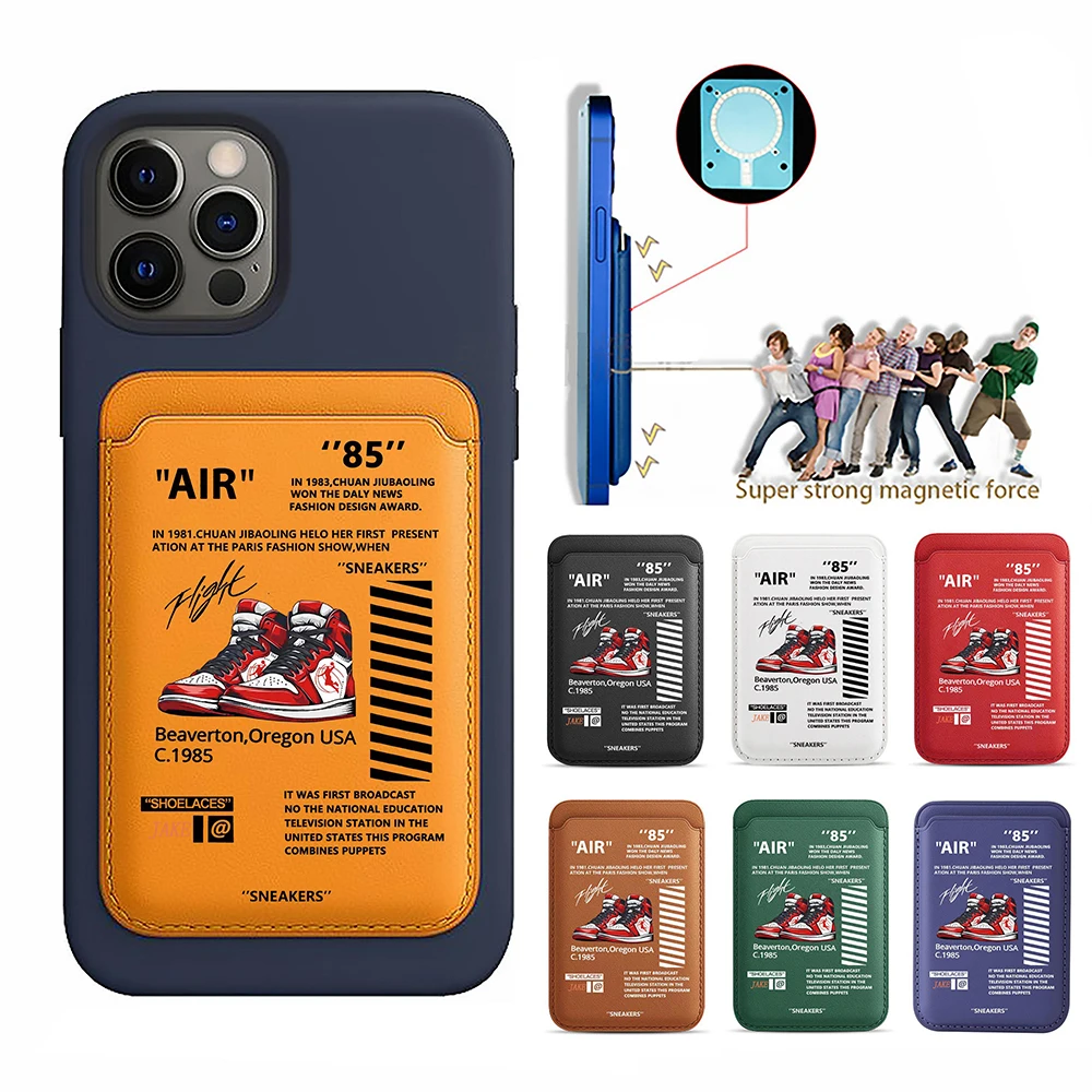 Aggiorna Magnetic Off Sneakers Custodia A Portafoglio In Pelle Pu Per Magsafe Iphone13 14 12 15 Air White Label Card Bag Holder Cover Posteriore