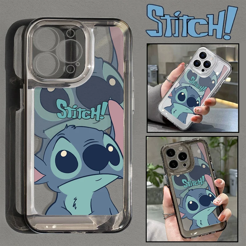 Custodia Per Telefono Disney Stitch Per Iphone 15 4 Pro Max Plus Custodia Per Cartoni Animati Per Iphone 11 12 13 Cover Posteriore Completa Trasparent