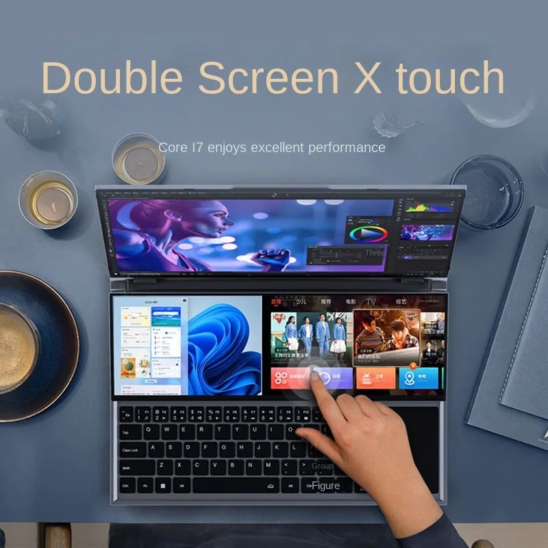 Akpad Intel Core I7 10750H Doppio Schermo 16 Pollici (Touch Screen Da 14 Pollici) Notebook Da Gioco Windows 10 11 Pro