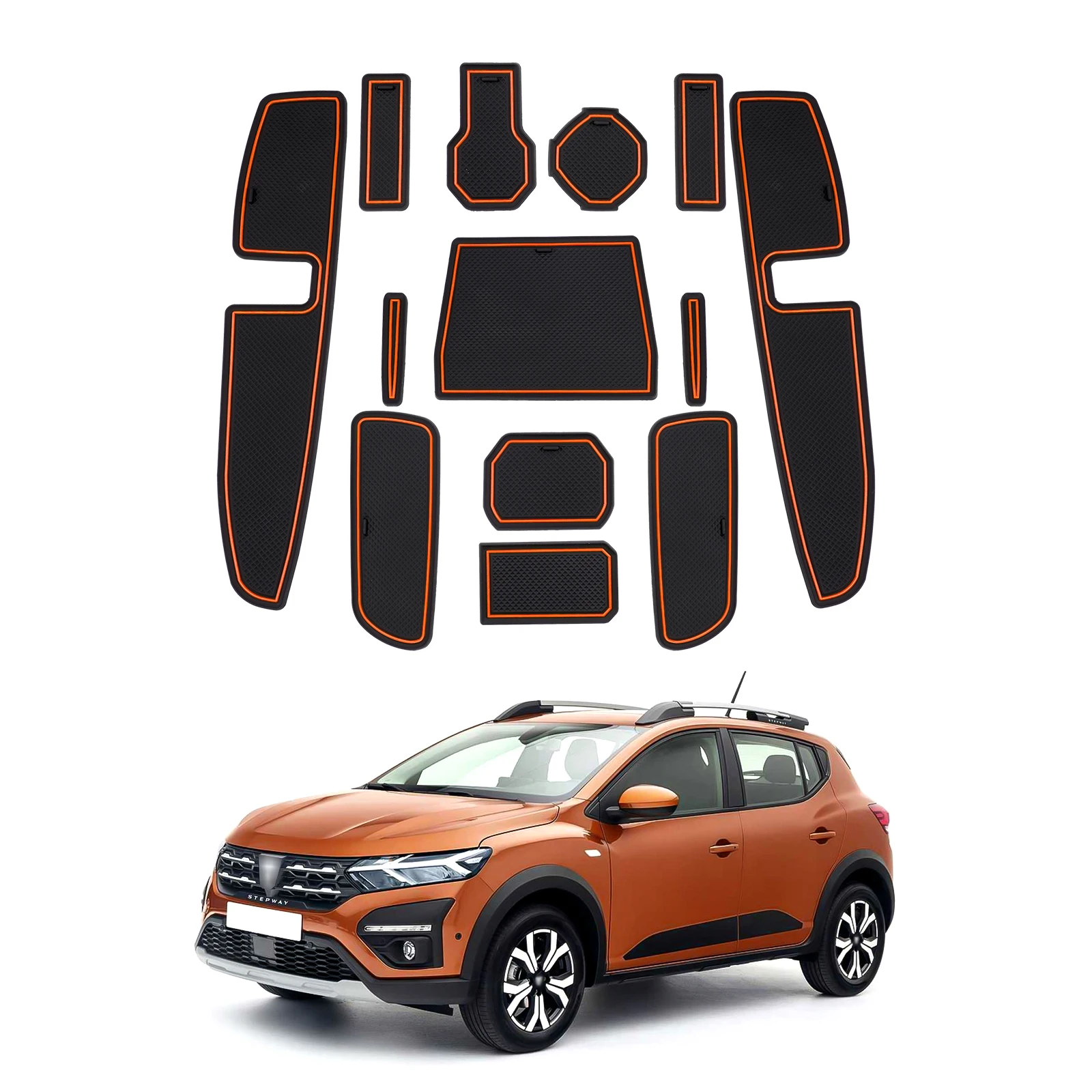 Lfotpp Auto Porta Scanalatura Tappetino Per Dacia Sandero 3 / Dacia Sandero Stepway Iii Antiscivolo Porta Slot Pad Auto Dacia Sandero Stepway 2023 Acc