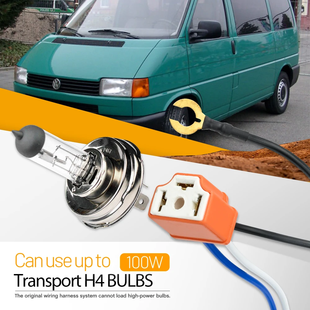 Cablaggio Relè Ad Alta Luminosità 14Awg H4 H4-Booster H4 Faro Fuoristrada Ad Alta Watt Per Vw Transporter T3 T4 Golf Ii Iii