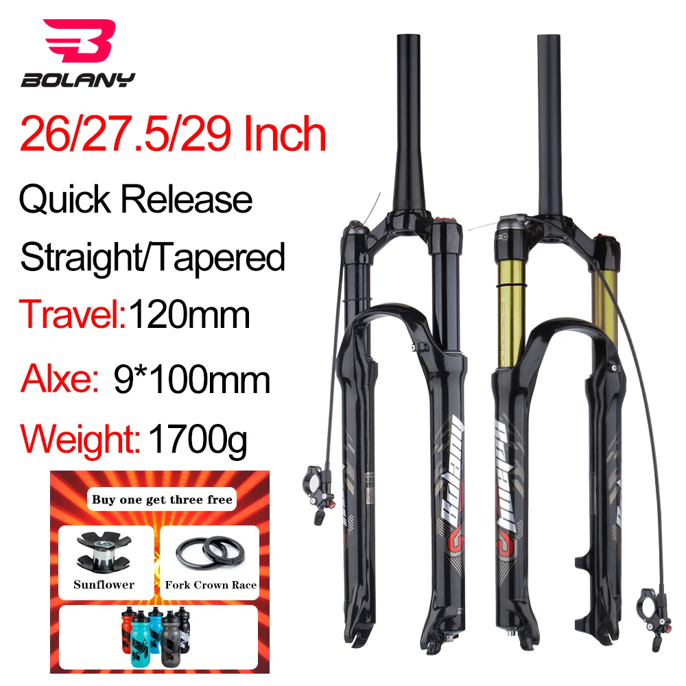 Bolany Mtb Sospensione Bicicletta Air Fork Telecomando Sgancio Rapido 26/27.5/29 Dritto/Affusolato Mountain Bike In Lega Di Magnesio