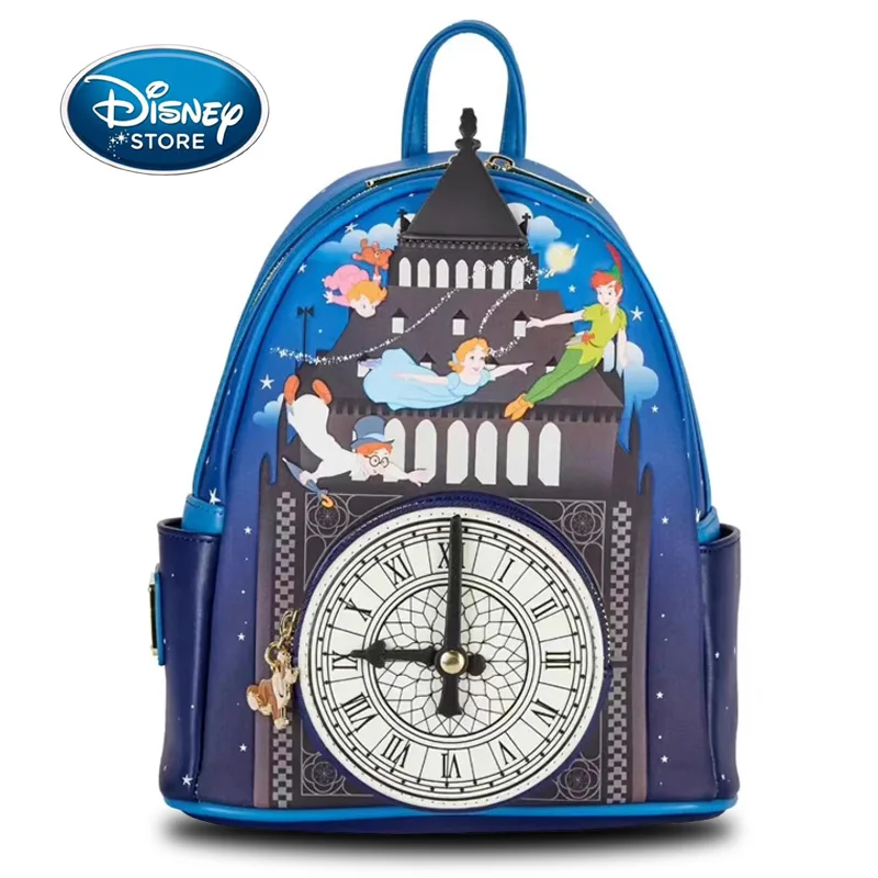 Disney Peter Pan Glow Clock Zaino Womens Double Strap Borsa A Tracolla Borsa Pu Leather Lady Storage Zaino Rosetta