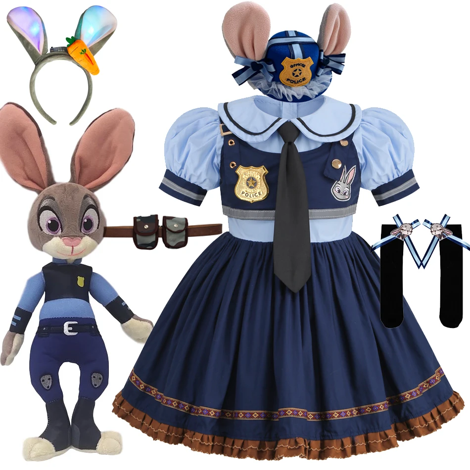 2023 Disney Zootopia Clothes Girls Spanish Court Lolita Princess Cosplay Baby Judy Costume 2 Pezzi Coreano Kids Rabbit Clothing Set