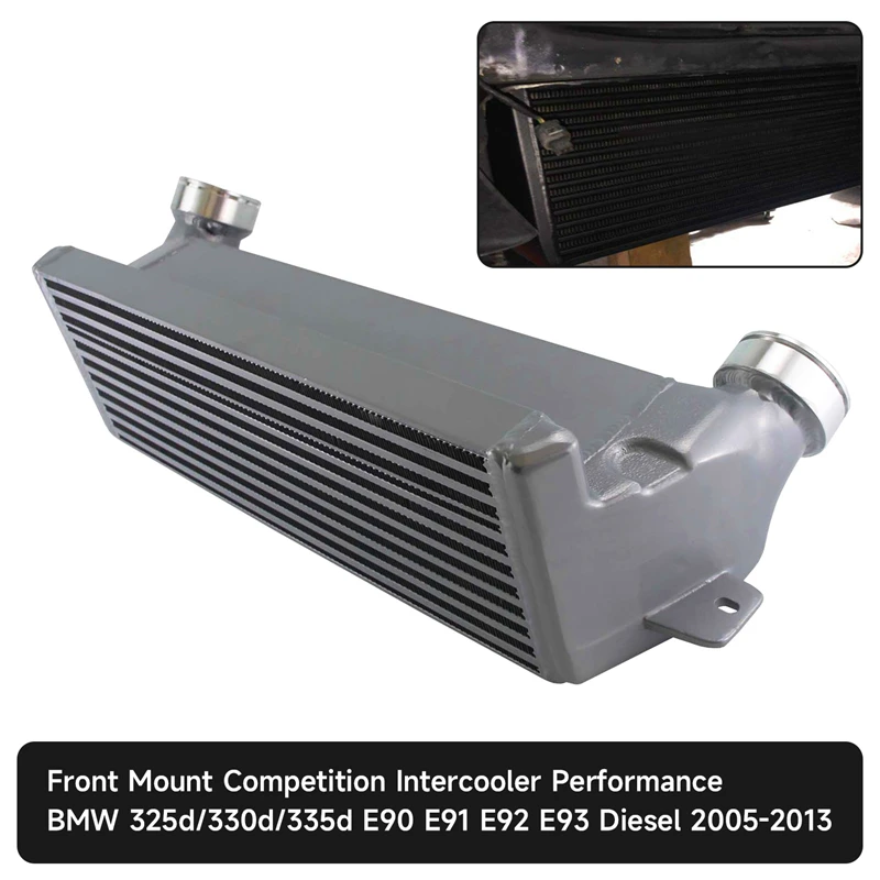 Tuning Performance Intercooler Adatto Per Bmw 05-13 325D/330D/335D E90 E92 E93 Diesel Nero/Argento