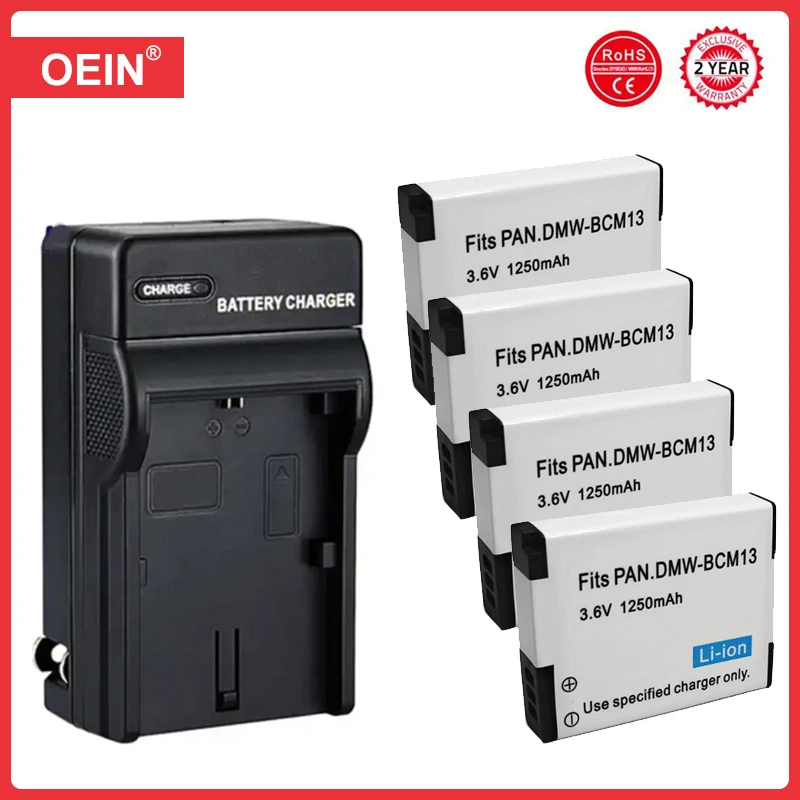 4 Pz 1250Mah Dmw-Bcm13 Dmw-Bcm13E Batteria Per Panasonic Lumix Dmc-Tz41 Tz70 Dmc-Ft5 Dmc-Tz60 Dmc-Ts6 Dmc-Zs27 Dmc-Zs30 Dmc-Zs35