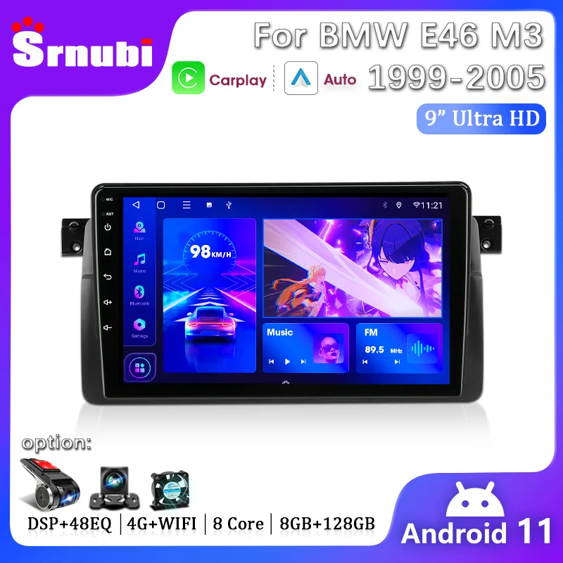 Autoradio Android 2Din Per Bmw E46 M3 X5 1998-2006 Lettore Video Multimediale Navigazione Wireless Carplay Auto Dvd Head Unit Stereo