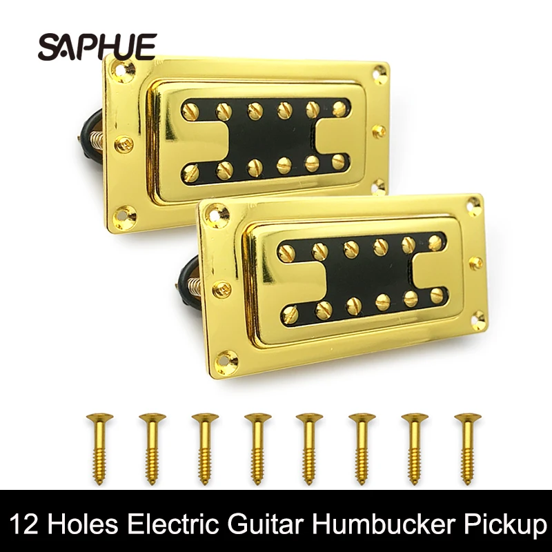 Rb Style Mini H Tipo 12 Fori Pickup Humbucker Per Chitarra 72X32Mm Per Chitarra Rickenbacker Gold (Il Collo E Il Ponte Sono Universali)