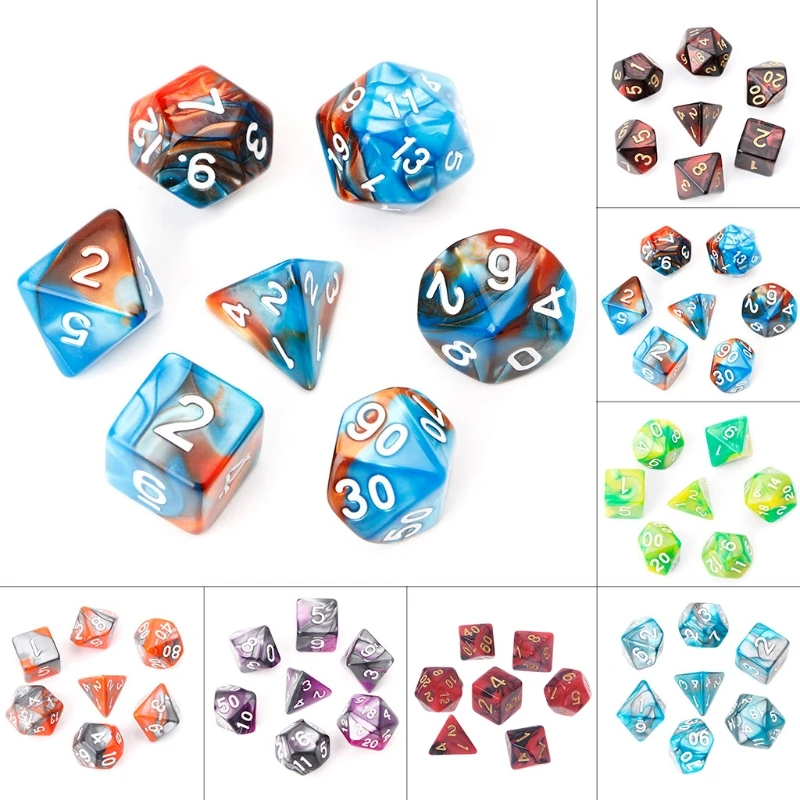 7 Pz/Set Acrilico Dadi Poliedrici Per Trpg Gioco Da Tavolo Dungeons And Dragons D4-D20