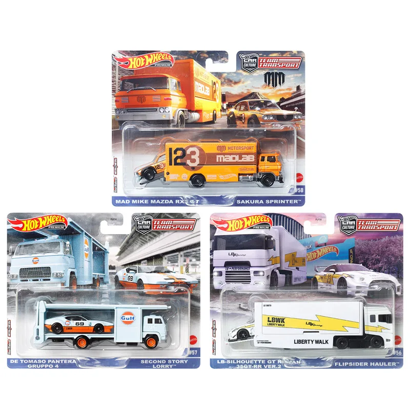 2023 Hot Wheels Team Transport Flipsider Hauler Sakura Sprinter Second Story Truck 1/64 Diecast Car Model Collection Toy Flf56