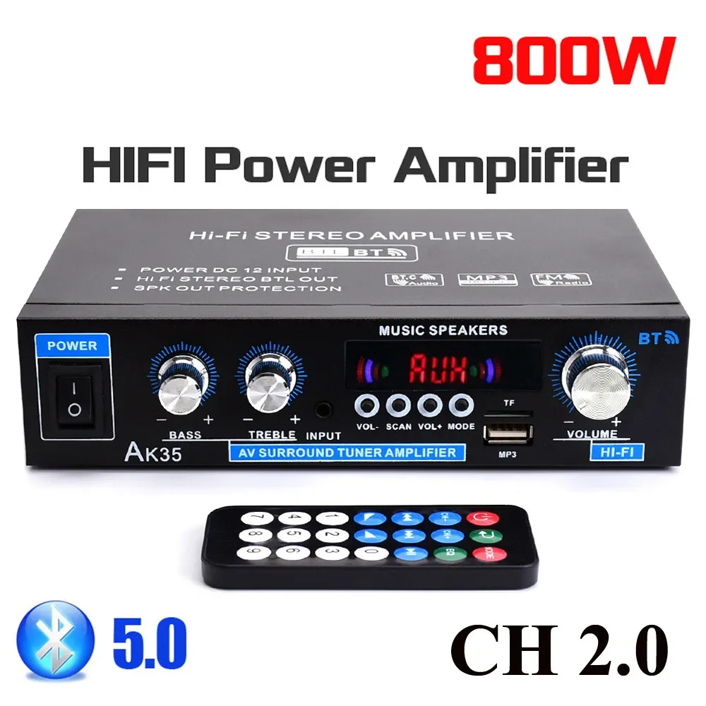 Auto-Partner 800W Amplificatori Digitali 100-240V /12V Bass Audio Power Bluetooth Amp Hifi Fm Subwoofer Altoparlanti Car Boat Caravan