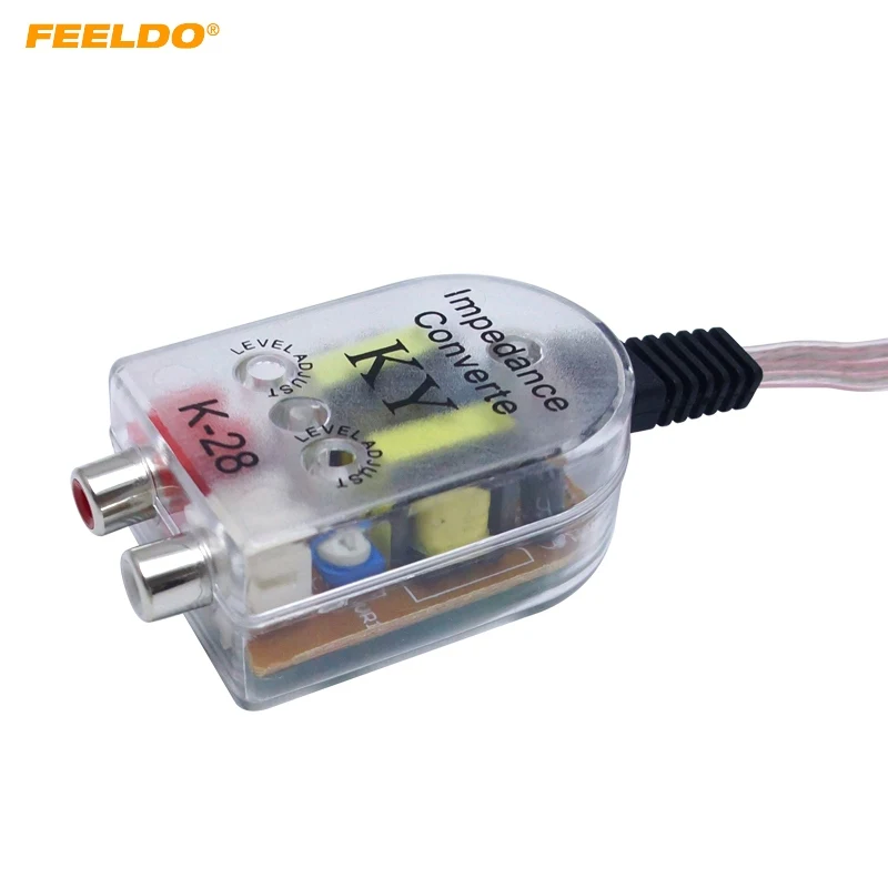 Feeldo 1Pc Auto Line Out Converter Audio Audio Amplificatore Subwoofer Auto Car Styling Altoparlante A Rca Livello Adattatore Di Alta Per Basso Prese