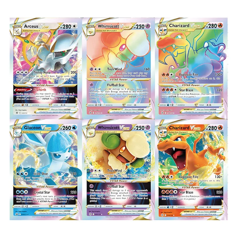54-100 Pezzi Di Carte Pokemon Inglese Francese Vstar Ex Vmax Gx Card Charizard Pikachu Rare Collection Carte Anime Pokemon Castano