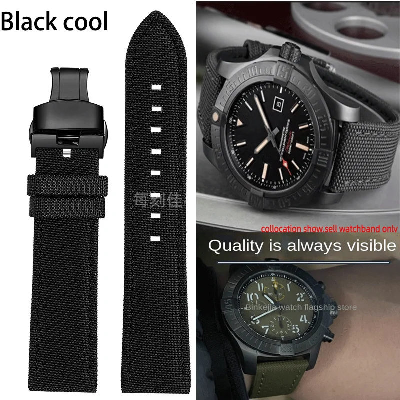 Per Breitling Blackbird Avenger Challenger Orologio Da Uomo Cinturino Nero Army Green Blue 22 Man Nylon Canvas Derma Cinturino Da Polso