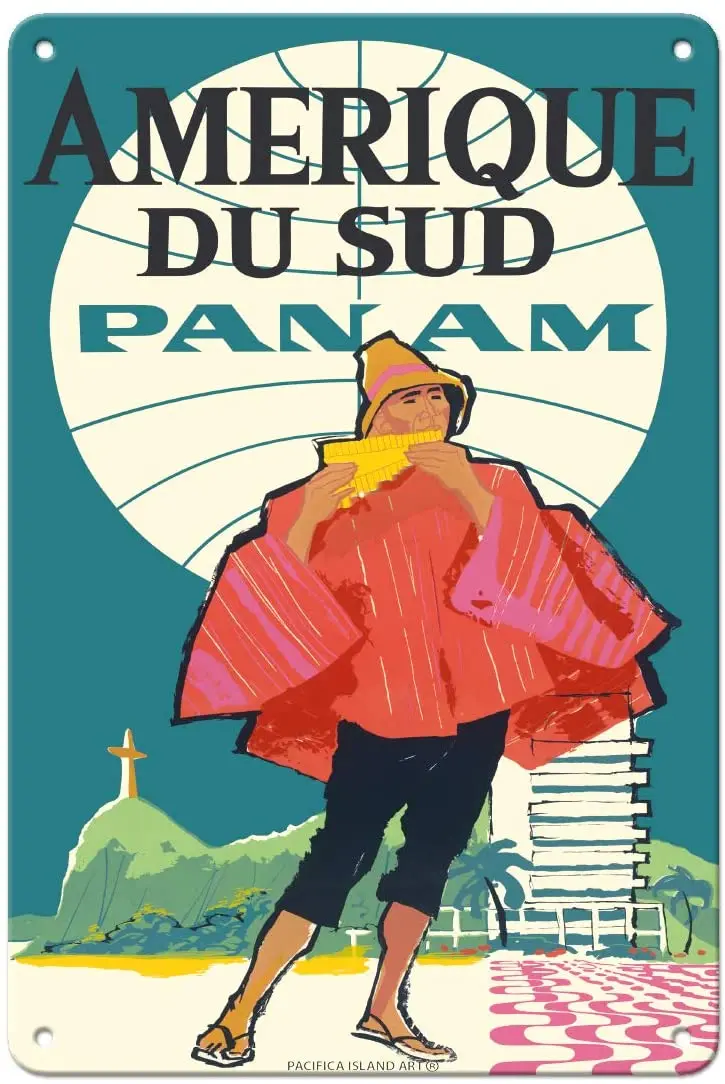 Sud America (Amerique Du Sud) - Pan American World Airways - Vintage Airline Travel Poster C.1960S - 8In X 12In Vintage