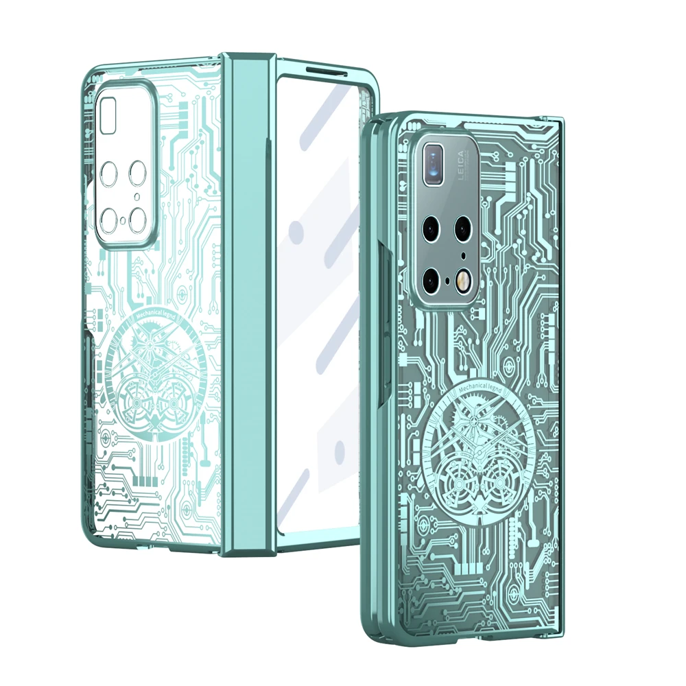 Nuova Cover Shell Placcatura Per Huawei Mate X2 Magic V Samsung Z Fold 2 Vivo X Fold Xiaomi Oppo N Custodia Trasparente Elettrolitica