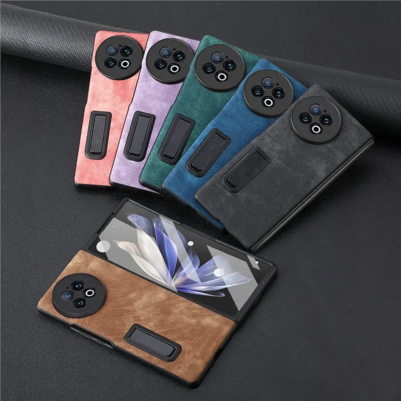 Tempera Glass Window View Fold Cover Per Vivo X Fold 2 Antiurto Anti-Goccia Fashion The Back Bracket Custodia In Pelle Flip Phone