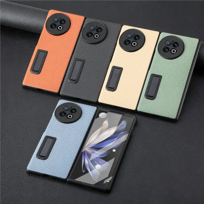 Window View Tempera Glass Fold Cover Per Vivo X Fold 2 Full Protection Anti-Drop Leather The Back Bracket Flip Phone Case
