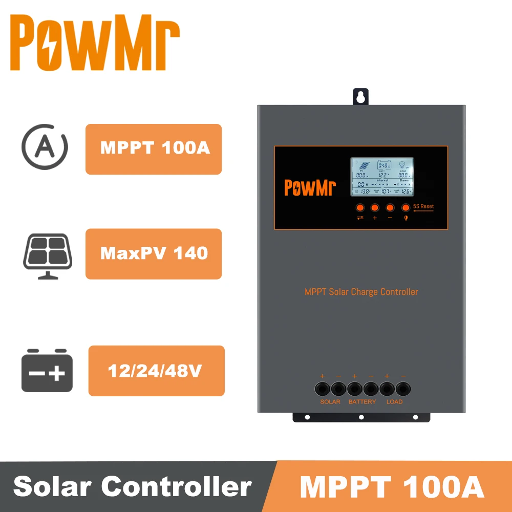 Regolatore Di Carica Solare Mppt 100A 12V 24V 48V Regolatore Di Carica Intelligente Automatico Max Pv 140V Adatto Per Batterie Allagate Sigillate Al G