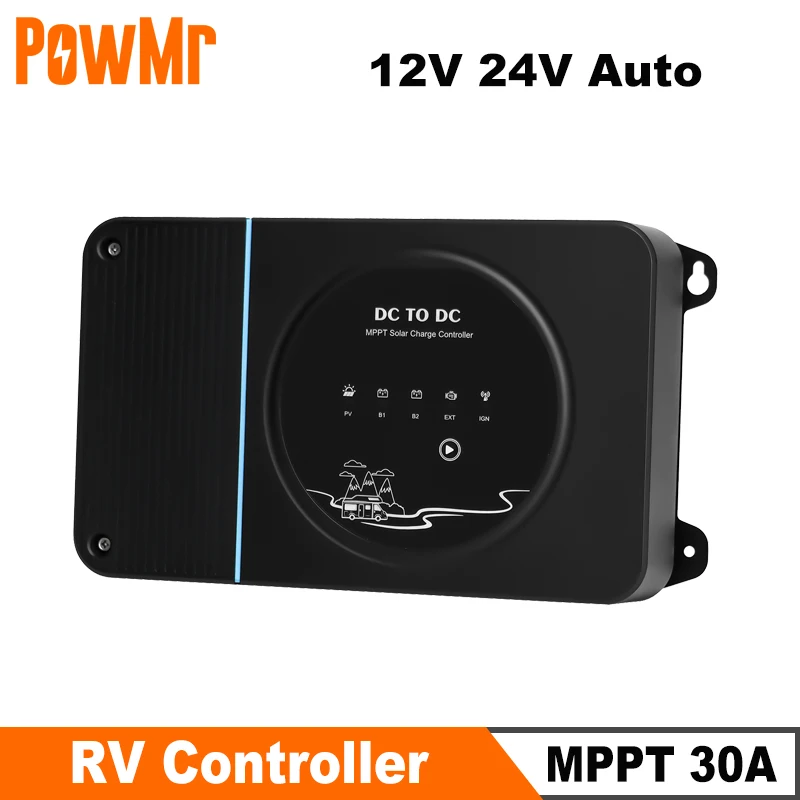Powmr Mppt 30A Rv Controller 12V 24V Regolatore Di Carica Solare Dc A Dc Caricabatteria Auto Max Solar Input Power 450W 900W