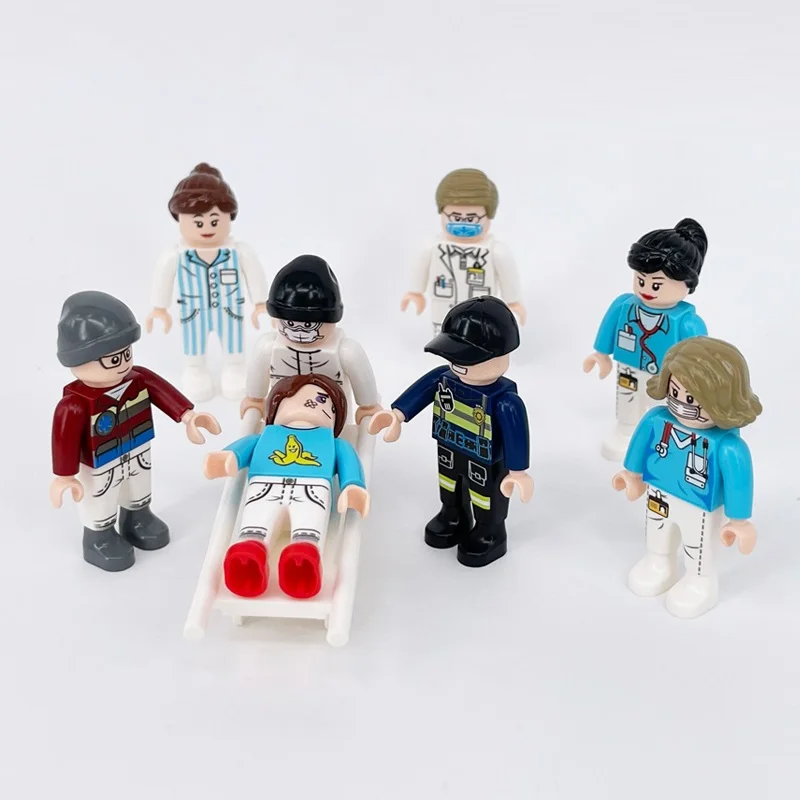 City Medical Staff Doctor Nurse Pack 4.5Cm Playmobil Educational Creative Brick Building Mini Blocks Parts Kids Figures Toys