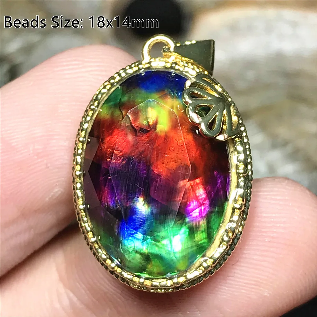 Top Gioielli Con Ciondolo In Ammolite Di Ammonite Naturale Per Donna Uomo Verde Rosso Fortuna Amore Regalo Guarigione Cristallo 18Mm Perline Bellezza 