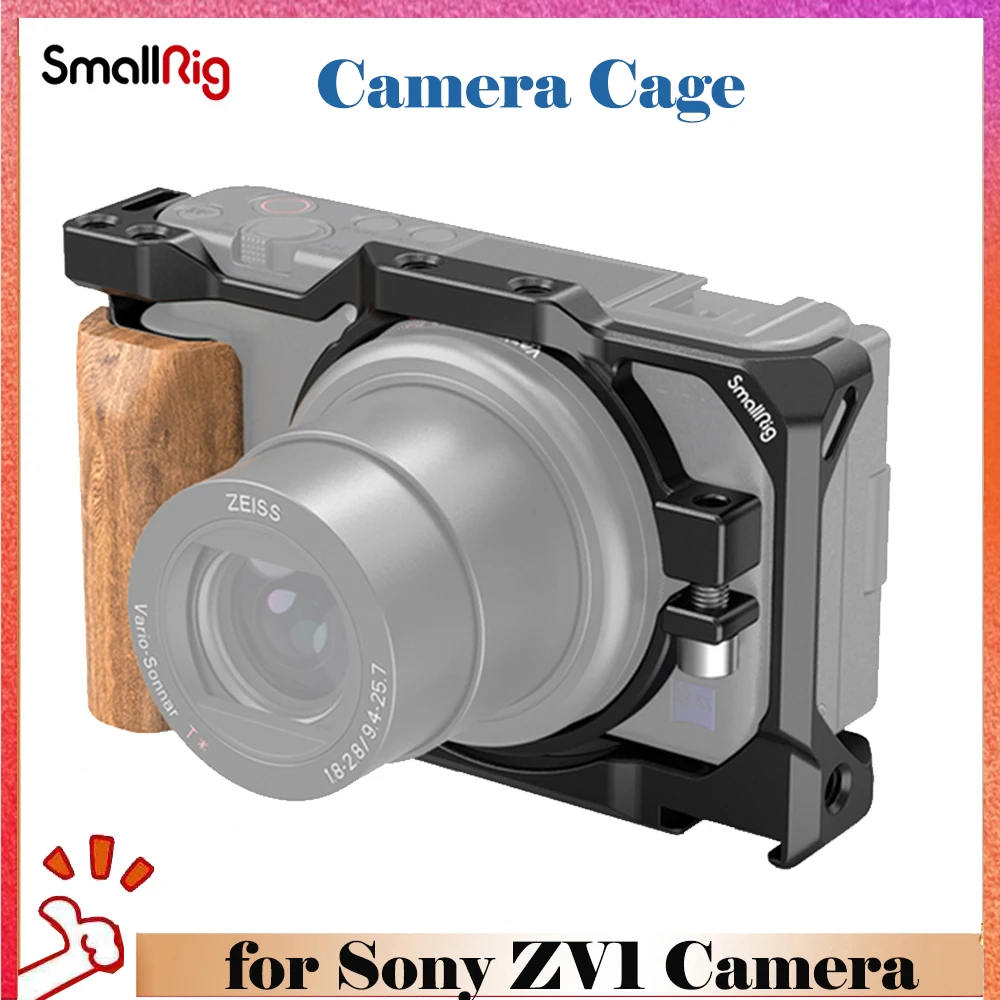 Gabbia Per Fotocamera Smallrig Zv1 Per Fotocamera Sony Zv1Con Impugnatura In Legno Per Videocamera Vlog Rig 2938/2937