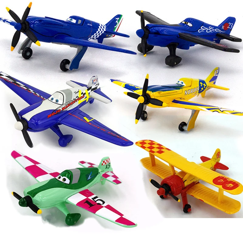Pixar Planes Disney Toys Dusty Crophopper Echo Bravo Fighter Capitano Aircraft Metal Airplane No.7 Model For Kids Regali Di Compleanno