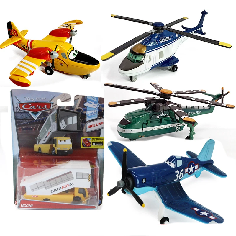 Disney Pixar Planes Set No.7 Dusty Crophopper Echo Bravo Airplane Model Fighter Pilot Aircraft Metal Toys For Boy Kids Gift