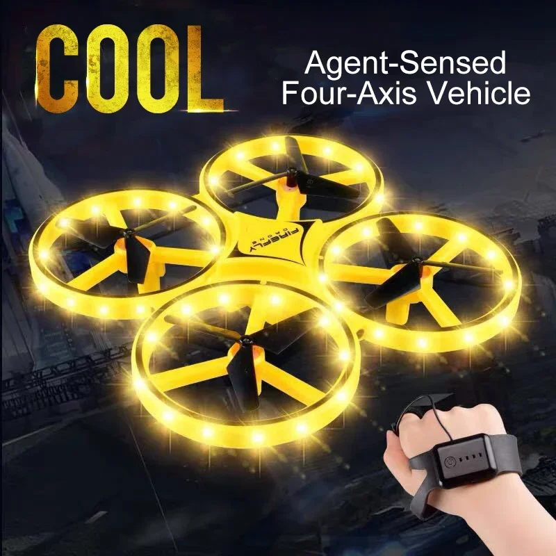 Ufo Rc Mini Quadcopter Induction Drone Smart Watch Remote Sensing Gesture Aircraft Hand Control Drone Altitude Hold Kids